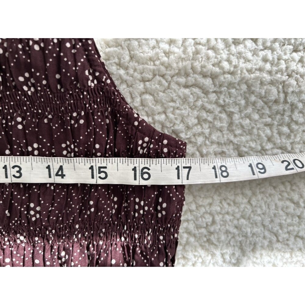 Madewell $158 Selena Midi Dress Smocked Daisy Print Plum Purple Pockets Size L - Picture 8 of 10